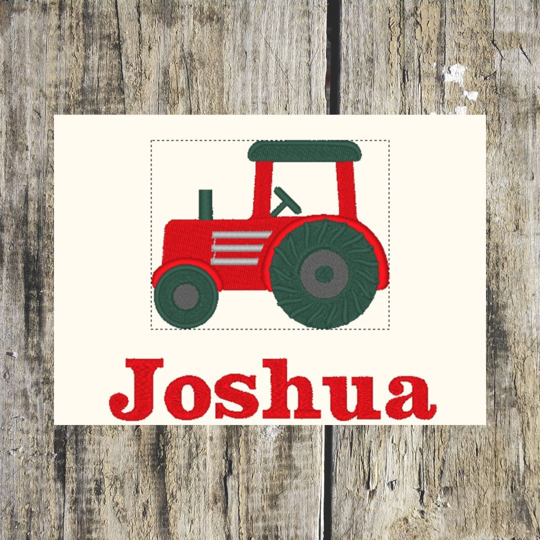 This beautiful red tractor, is personalised with a name underneath, and can be embroidered onto Hand towels, bath towels, bath sheet and hooded towels.