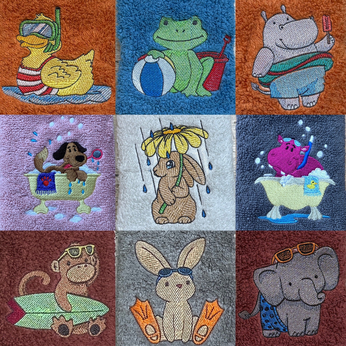 This selection of quirky creatures and animals are just so much fun to embroider, there beach themed buddies and so much more, these are all made to order at Coralie's Crafts & Gifts in Dorset
