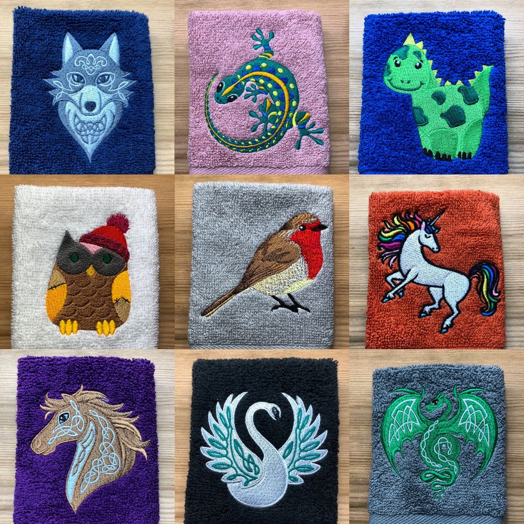 Embroidered towels are made to order, towels that are embroidered are face cloths, hand towels, bath towels, hooded towels and hooded bath sheets. 