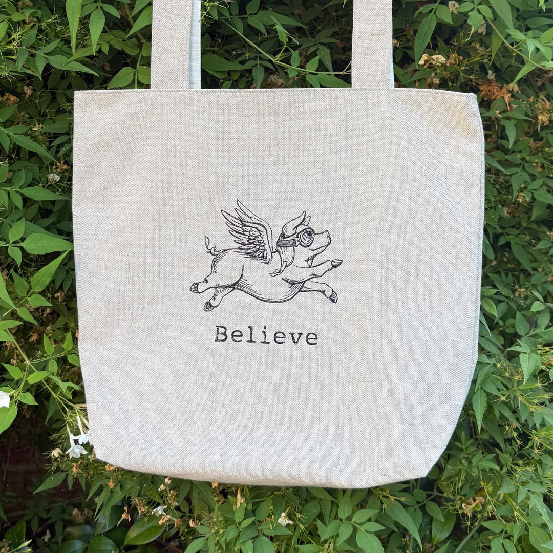 Believe Pig Tote Bag