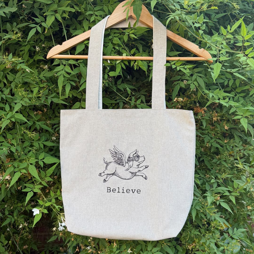 Believe Pig Tote Bag