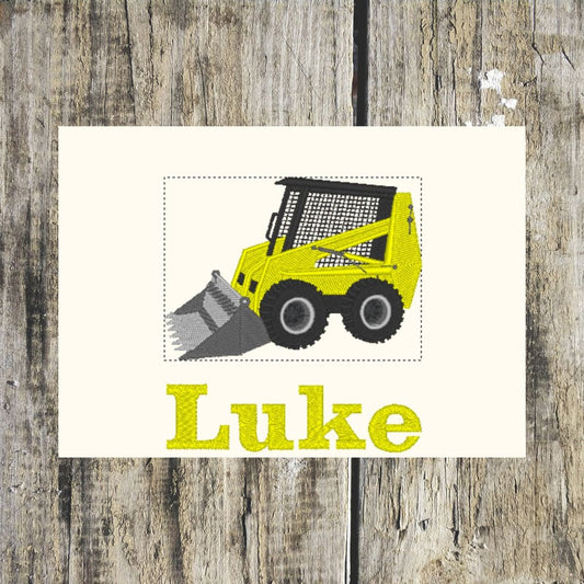 Caged Digger design personalised with a name underneath, placed on a wooden background