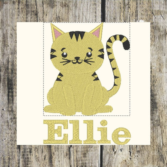 Fabulous Cat design personalised with a name underneath that can be embroidered onto a hand towel, bath towel, bath sheet and a hooded towel.