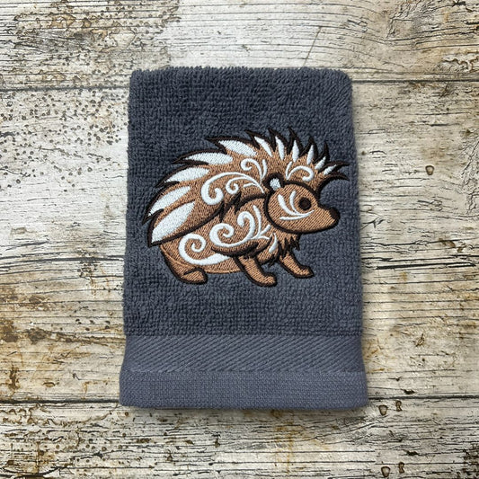 A beautiful celtic hedgehog design, the perfect gift for any hedgehog lover, this design is embroidered onto super soft face cloths, by Coralie's Crafts & Gifts in Dorset.