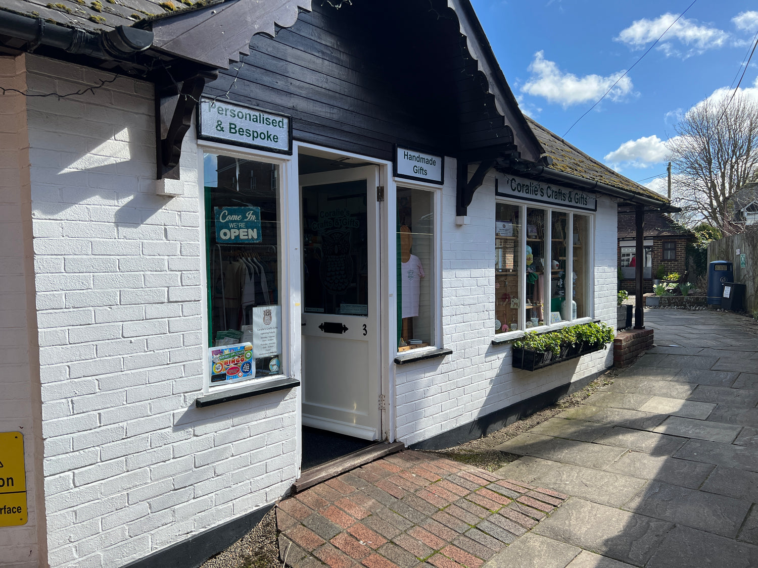 Lovely view of the outside of the shop of Coralie's Crafts & Gifts in Blandford Forum, Dorset.