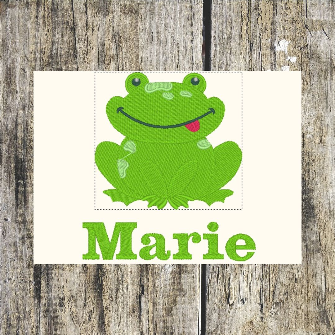 A wonderful cheeky Frog is perfect to be personalised with a name onto hand towels, bath towels, bath sheets and Hooded towels.