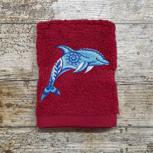 This beautiful Dolphin design is embroidered onto super soft face cloths, and is fabulous with the funky accents on it, made to order at Coralie's Crafts & Gifts