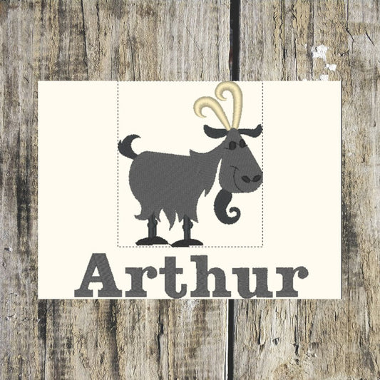 This gorgeous cheek goat design can be personalised with a name and embroidered onto hand towels, bath towels, bath sheet and hooded towels.