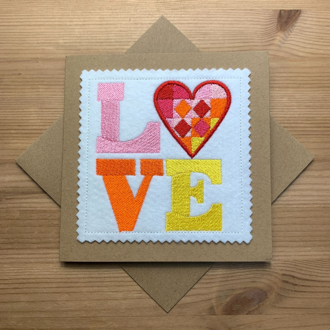 Lovely card perfect for quilting friends, embroidered and made by Coralie's Crafts & Gifts