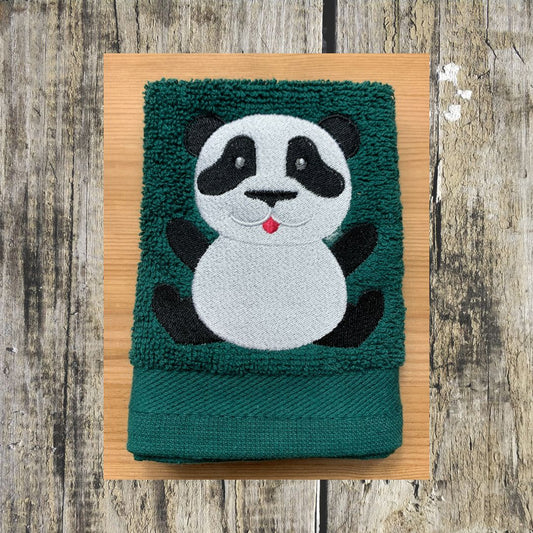 Gorgeous Panda design embroidered onto super soft face cloths at Coralie's Crafts & Gifts in Dorset.
