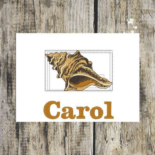 Beautiful seashell design that is personalised with a name and can be embroidered onto hand towels, bath towels, bath sheets and hooded towels.
