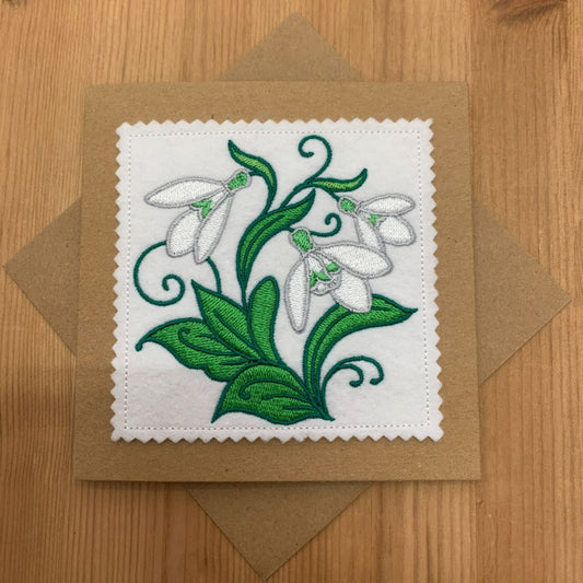 This wonderful snowdrop design is just delightful, not just a card, but the perfect keepsake too, All embroidered at Coralie's Crafts & Gifts in Dorset.